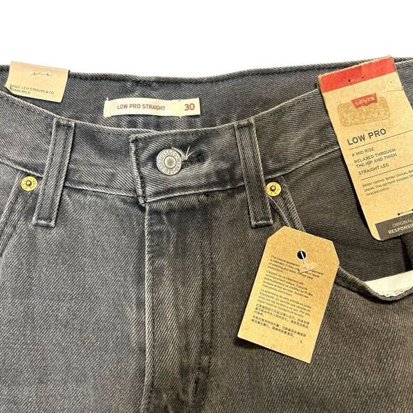 Levi's Low Pro Straight Jeans Gray 30 Mid Rise Relaxed Fit Paint Splatter NWT - Picture 4 of 10